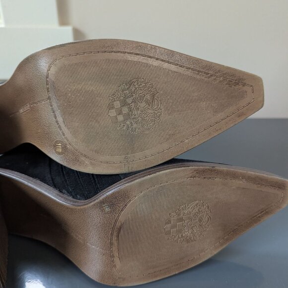 Vince Camuto black Suede Western Cowboy Bootie Chunky Heel - Picture 14 of 15
